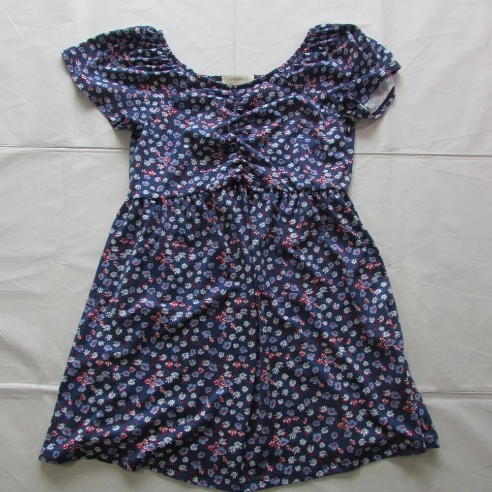Shyanne Girl's XL Ditsy Floral Flowy Dress - Blue